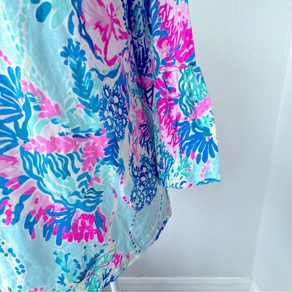 Lilly Pulitzer Ginger Top Floral Green V Neck SZ XXS NWOT - Picture 6 of 13